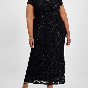 Connected Apparel Black Lace Maxi Dress